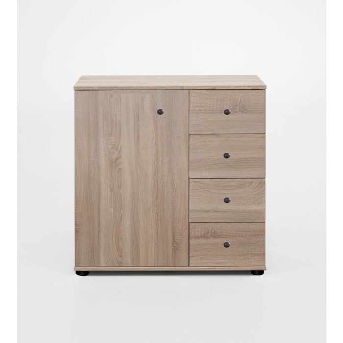 Cairo Oak 1-Door 4 Drawer Combi Storage Chest | Versatile & Robust