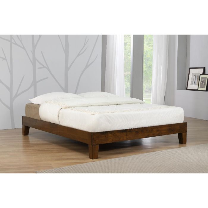 Buxton Solid Wooden Platform Single Size Bed - Rustic Oak