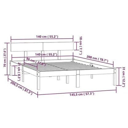 FURCO White Solid Pinewood Double Bed with Headboard and Mattress Support