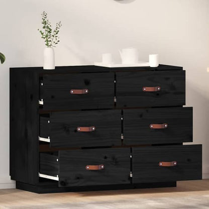 Cheta Pinewood Chest Of 6 Drawers In Black