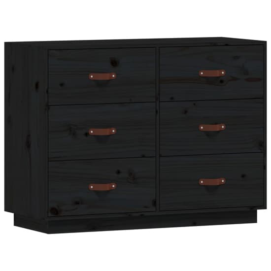 Cheta Pinewood Chest Of 6 Drawers In Black