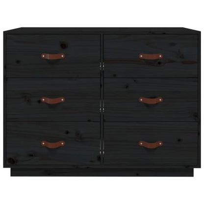 Cheta Pinewood Chest Of 6 Drawers In Black