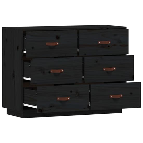 Cheta Pinewood Chest Of 6 Drawers In Black