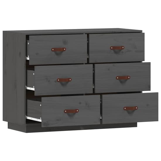 Cheta Pinewood Chest Of 6 Drawers In Grey