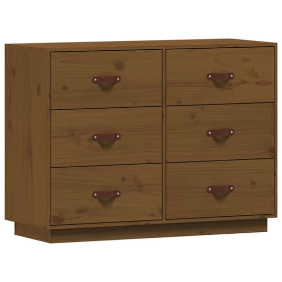 FURCO Solid Pinewood Chest of 6 Drawers in Honey Brown for Organized Storage