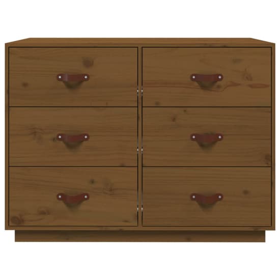 FURCO Solid Pinewood Chest of 6 Drawers in Honey Brown for Organized Storage