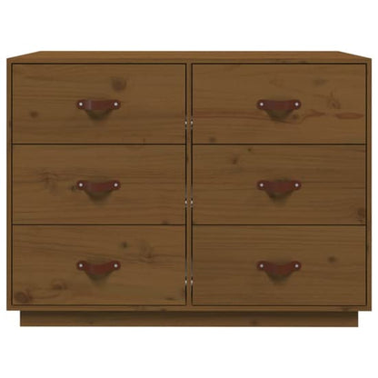 FURCO Solid Pinewood Chest of 6 Drawers in Honey Brown for Organized Storage