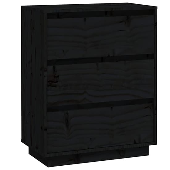 Chevis Solid Pinewood Chest Of 3 Drawers In Black