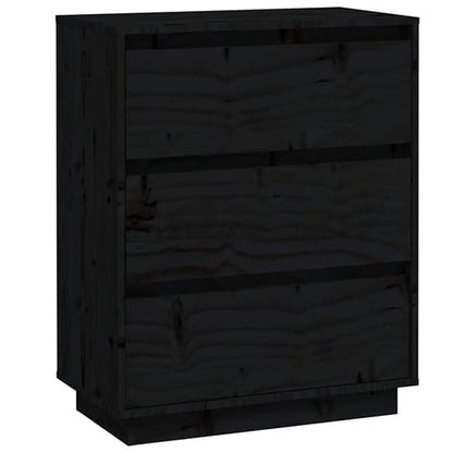 FURCO Black Solid Pinewood 3-Drawer Chest for Modern Storage