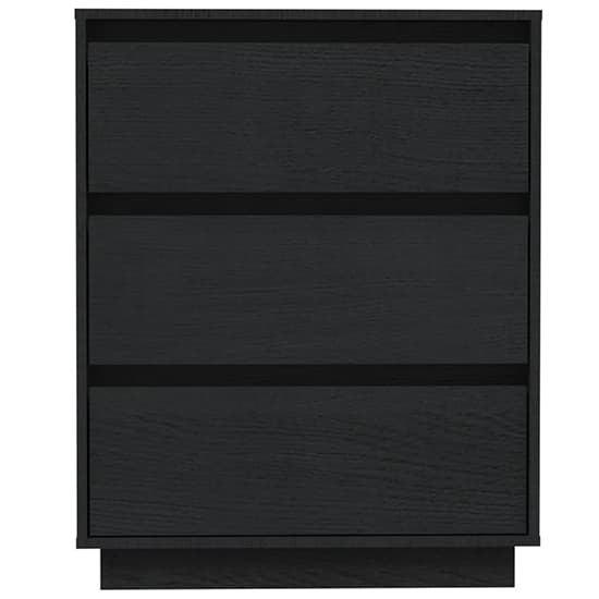 FURCO Black Solid Pinewood 3-Drawer Chest for Modern Storage