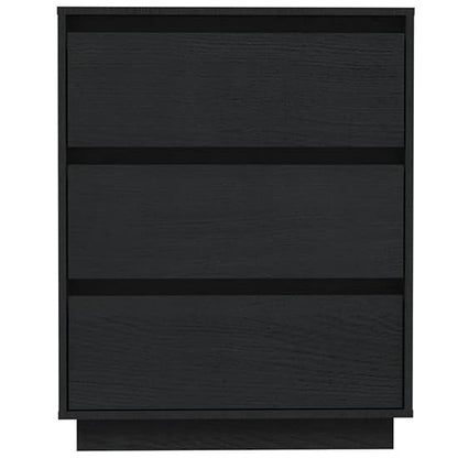 Chevis Solid Pinewood Chest Of 3 Drawers In Black