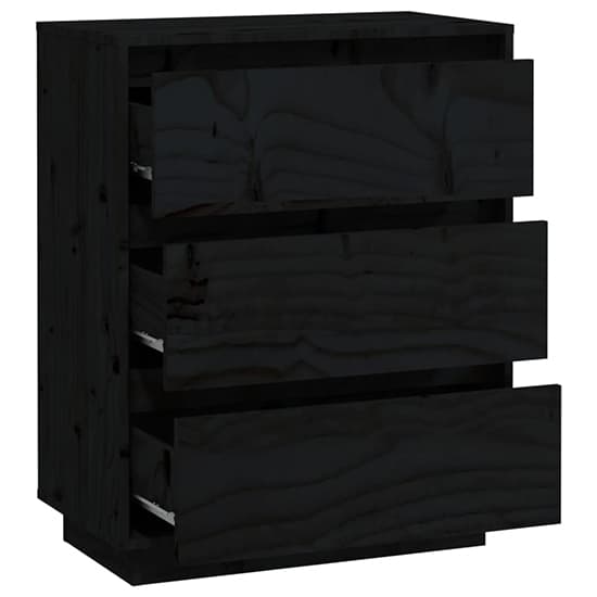 Chevis Solid Pinewood Chest Of 3 Drawers In Black