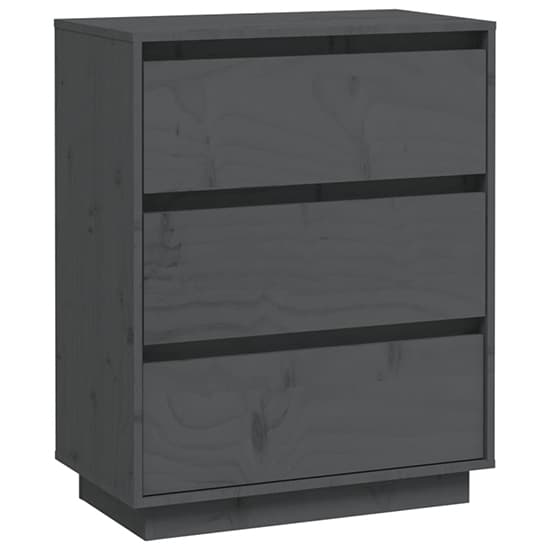 FURCO Grey Solid Pinewood 3-Drawer Chest for Stylish Storage