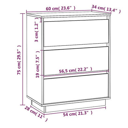 Chevis Solid Pinewood Chest Of 3 Drawers In Grey