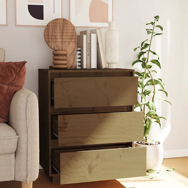 Honey Brown Solid Pine Chest with 3 Drawers for Stylish Storage