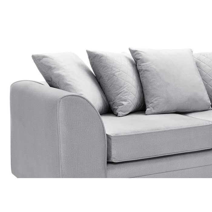 Chic Velvet 3 Seater Sofa - Light Grey Fabric