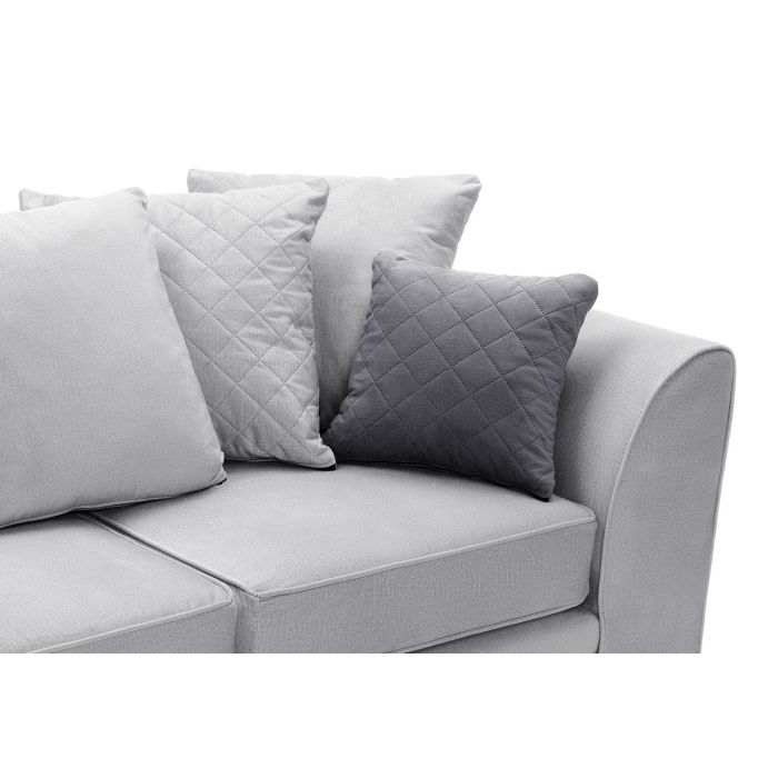 Chic Velvet 3 Seater Sofa - Light Grey Fabric