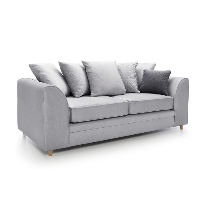 Chic Velvet 3 Seater Sofa - Light Grey Fabric