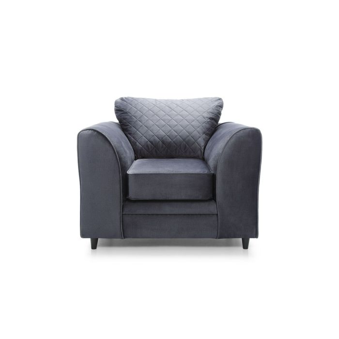 FURCO Contemporary Velvet Armchair - Stain-Resistant Dark Grey Upholstery