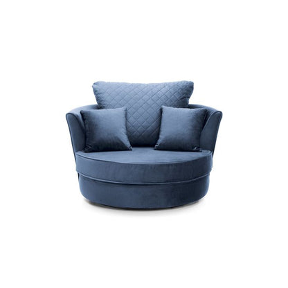 FURCO 360° Swivel Chair - Comfortable Dark Blue Velvet Armchair with Extra Foam Cushions