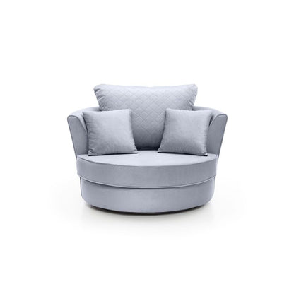 Bethan Velvet Fabric Swivel Chair - Silver Blue Fabric