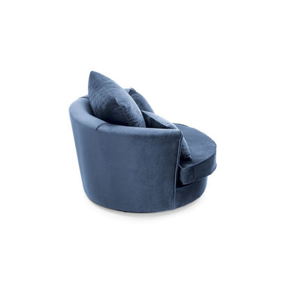 FURCO 360° Swivel Chair - Comfortable Dark Blue Velvet Armchair with Extra Foam Cushions