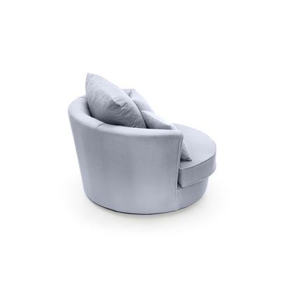 Bethan Velvet Fabric Swivel Chair - Silver Blue Fabric