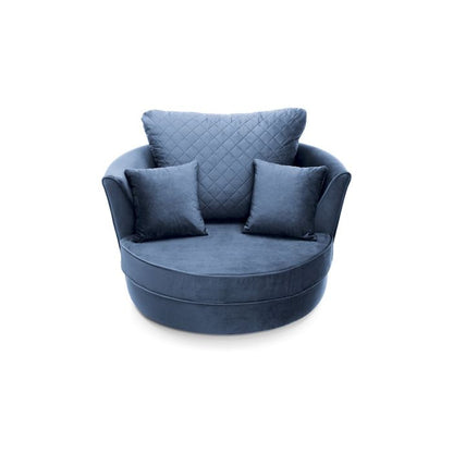 FURCO 360° Swivel Chair - Comfortable Dark Blue Velvet Armchair with Extra Foam Cushions