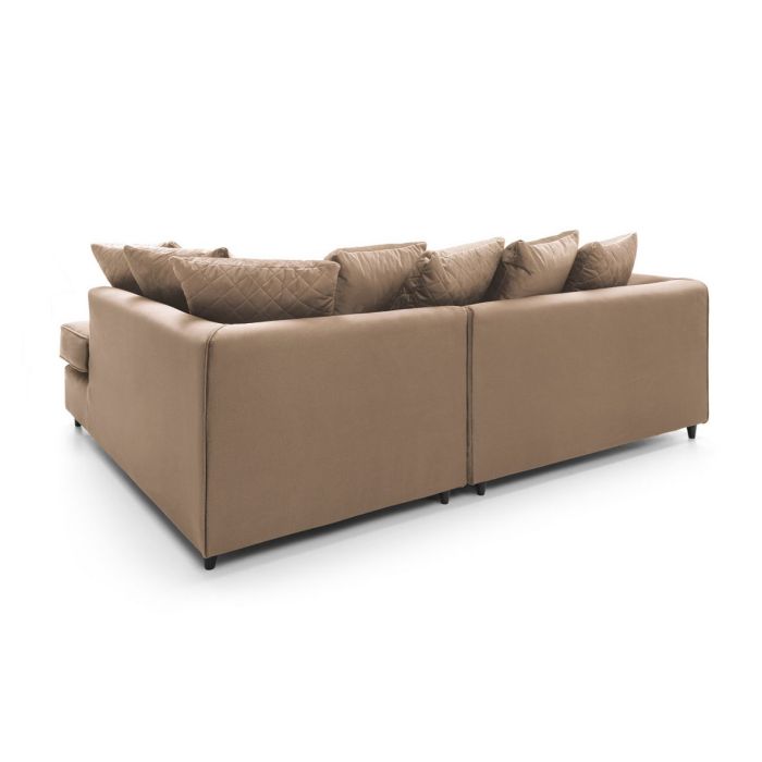 Bethan Velvet Corner Sofa - Right Arm Tan Brown Fabric