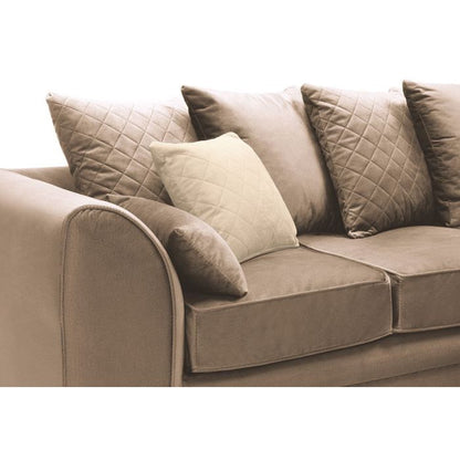 Bethan Velvet Corner Sofa - Right Arm Tan Brown Fabric