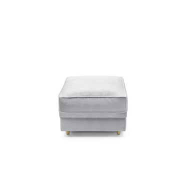 Bethan Velvet Fabric Footstool - Light Grey