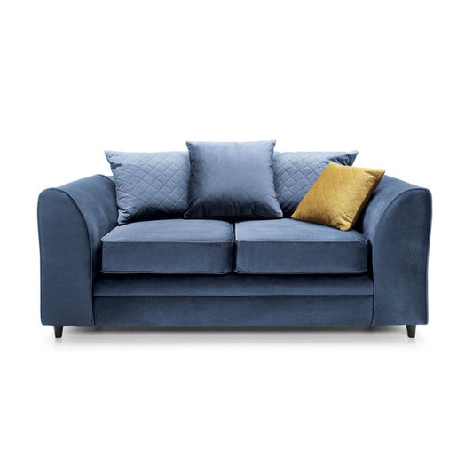 Chic Velvet 2 Seater Sofa - Dark Blue Fabric