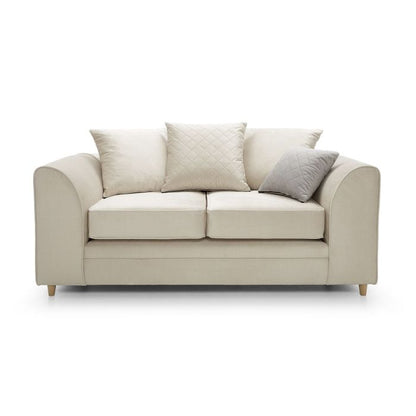 FURCO Chicago Cream Fabric 2-Seater Sofa with Hydrophobic Coating and Plush Cushions