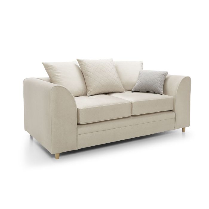 FURCO Chicago Cream Fabric 2-Seater Sofa with Hydrophobic Coating and Plush Cushions