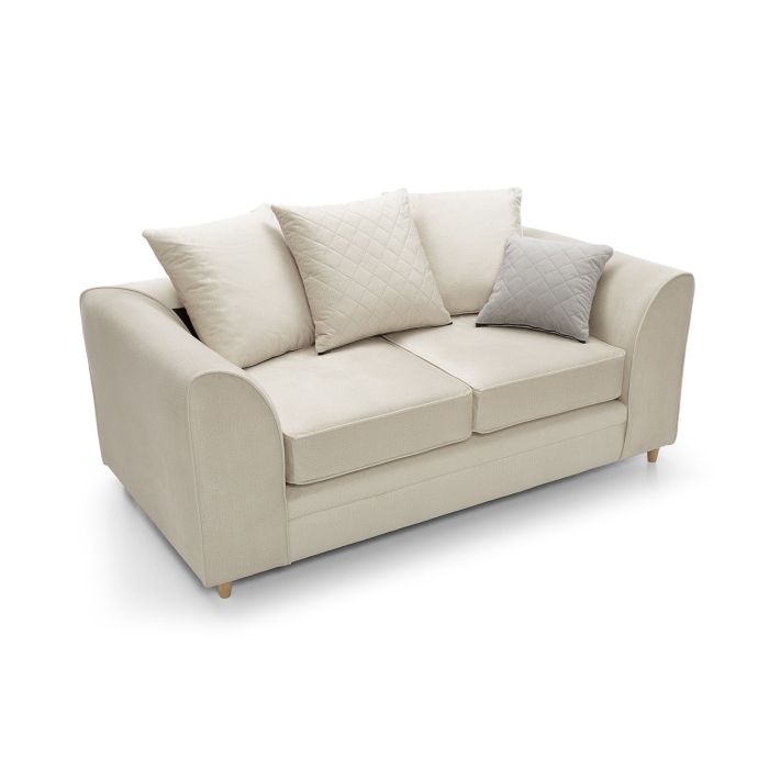 FURCO Chicago Cream Fabric 2-Seater Sofa with Hydrophobic Coating and Plush Cushions