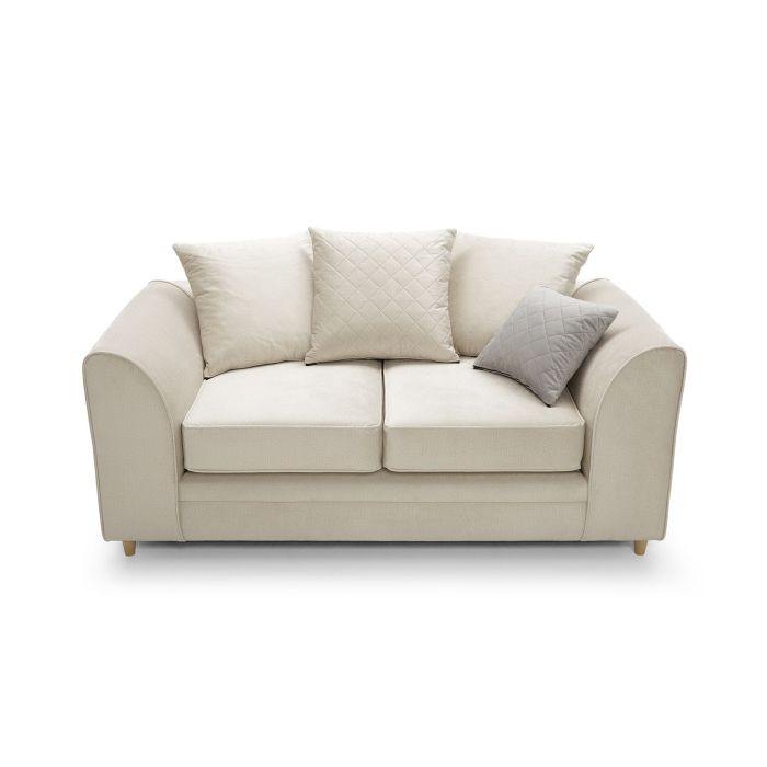 FURCO Chicago Cream Fabric 2-Seater Sofa with Hydrophobic Coating and Plush Cushions