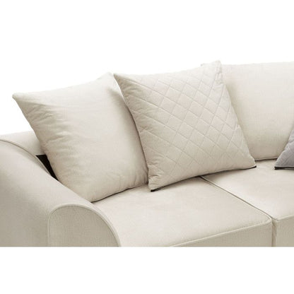 Modern Cream Velvet 2-Seater Sofa with Scatter Back Cushions