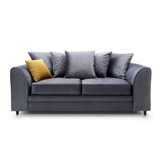 Chic Velvet 3 Seater Sofa - Dark Grey Fabric