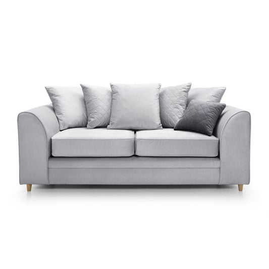 Chic Velvet 3 Seater Sofa - Light Grey Fabric