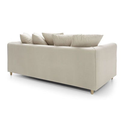 FURCO Cream Velvet 3-Seater Sofa with Hydrophobic Coating and Plush Cushions