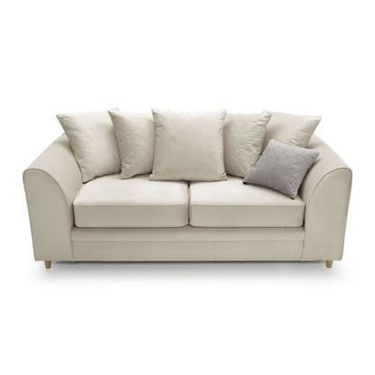 FURCO Cream Velvet 3-Seater Sofa with Hydrophobic Coating and Plush Cushions