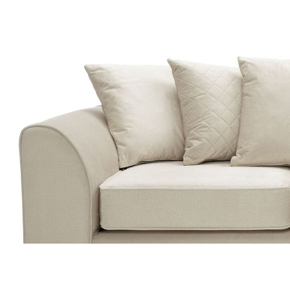 FURCO Cream Velvet 3-Seater Sofa with Hydrophobic Coating and Plush Cushions