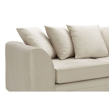 Modern Cream Velvet 3-Seater Sofa with Hydrophobic Coating and Foam Cushions