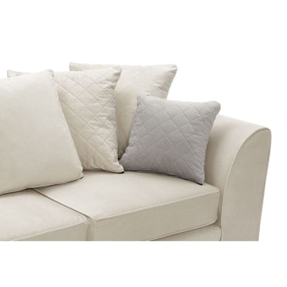 FURCO Cream Velvet 3-Seater Sofa with Hydrophobic Coating and Plush Cushions