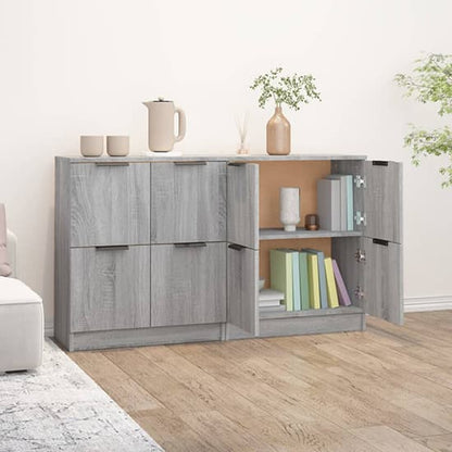 Chicory Wooden Sideboard With 4 Doors In Grey Sonoma Oak