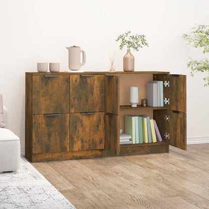 Chicory Wooden Sideboard With 4 Doors In Smoked Oak