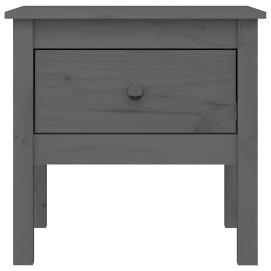 FURCO Grey Pine Wood Side Table with Drawer - Compact Rustic Design for Living Room or Bedroom