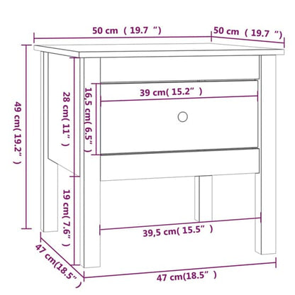 FURCO Grey Pine Wood Side Table with Drawer - Compact Rustic Design for Living Room or Bedroom