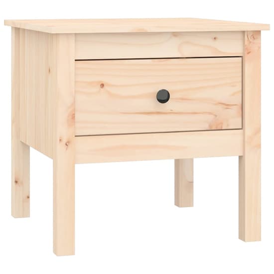 Furco Ciella Natural Pine Wood Side Table with Drawer for Living Room or Bedroom