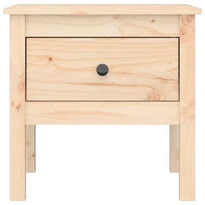 Furco Ciella Natural Pine Wood Side Table with Drawer for Living Room or Bedroom